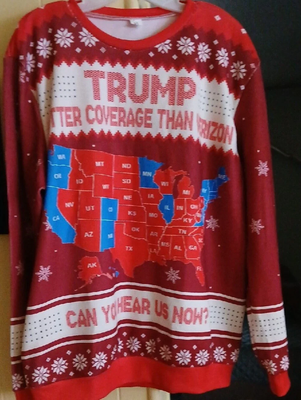 Red Graphic Holiday Trump Sweater - Unbranded